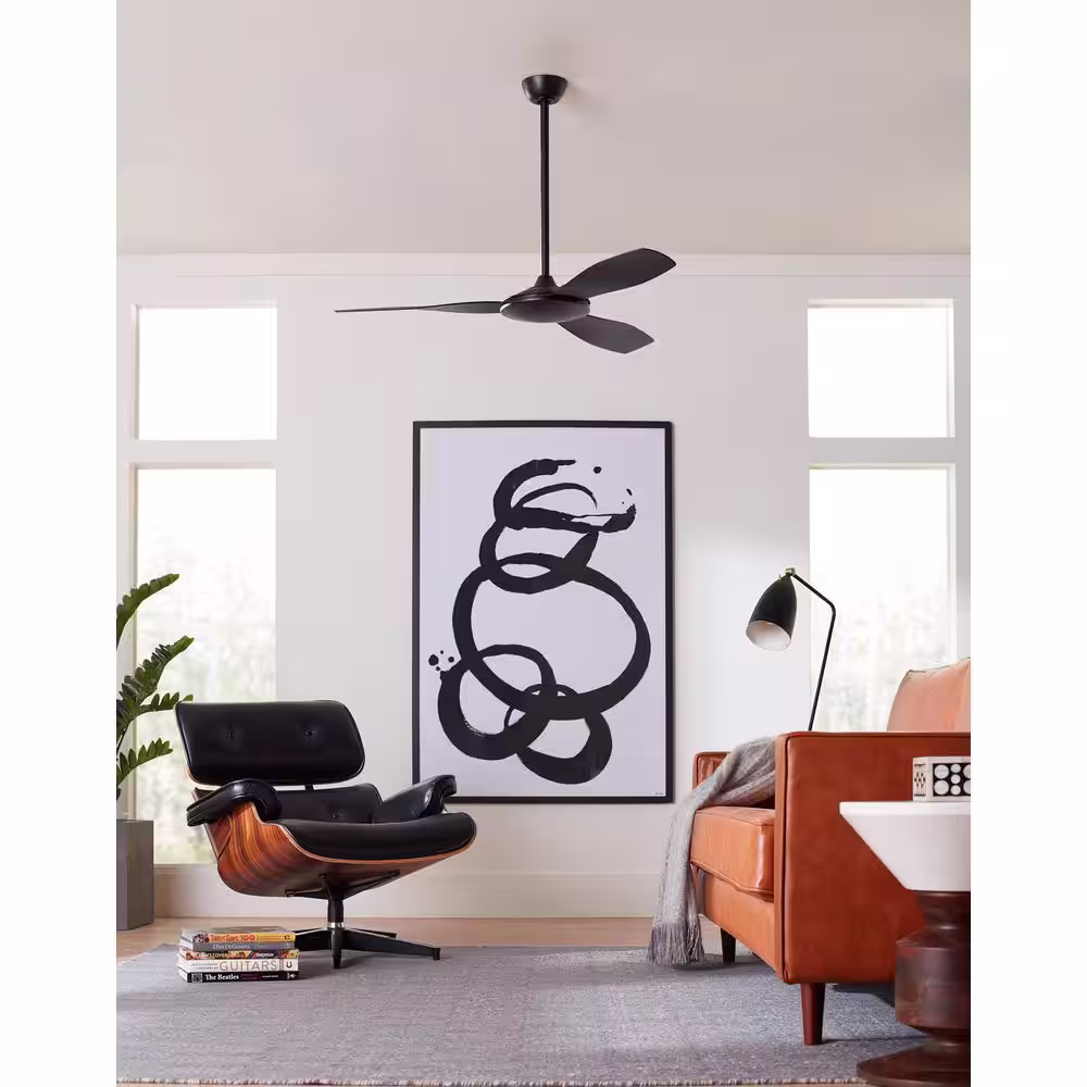 FANIMATION GlideAire 52 in. Indoor/Outdoor Black Ceiling Fan with Remote Control