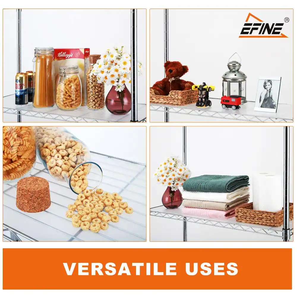 EFINE Chrome 5-Tier Rolling Heavy Duty Metal Wire Storage Shelving Unit Caster 1 in. Pole (30 in. W x 63.7 in. H x 14 in. D)