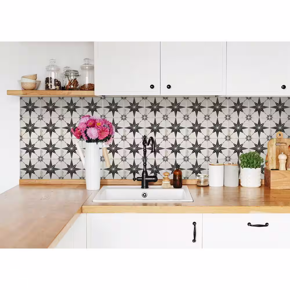 None Black R1 8 in. x 8 in. Vinyl Peel and Stick Tile (24 Tiles, 10.67 sq.ft./Pack)