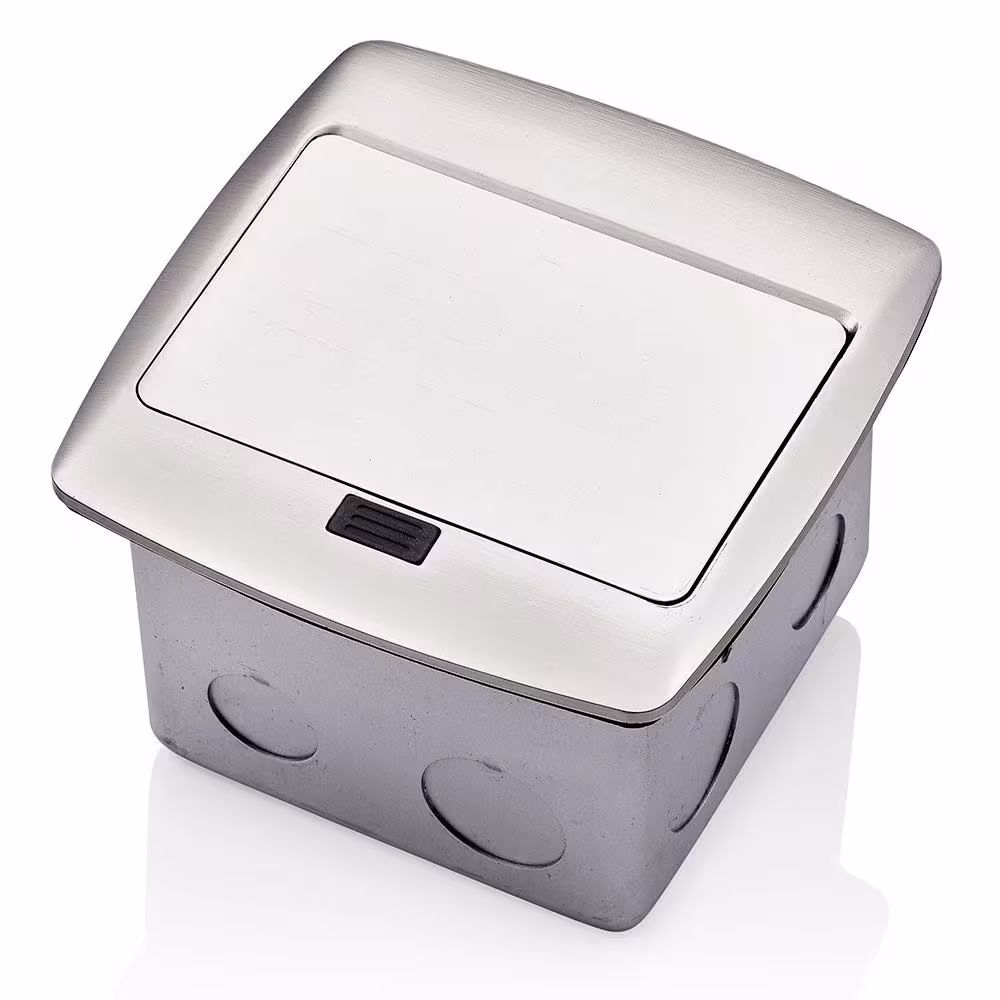 Leviton Pop-Up Floor Box with 20 Amp, Tamper-Resistant Self-Test GFCI Outlet, Brushed Nickel