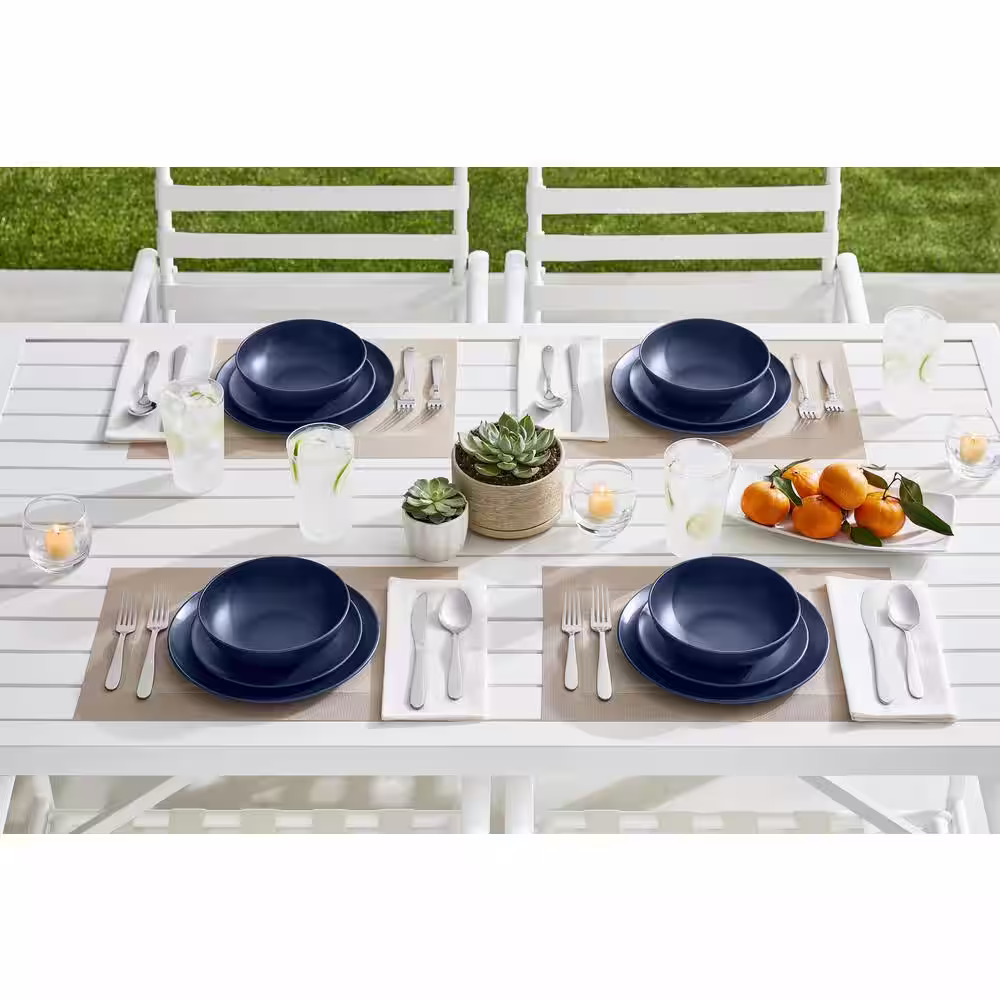 StyleWell Taryn Melamine Salad Plates in Matte Midnight Blue (Set of 6)