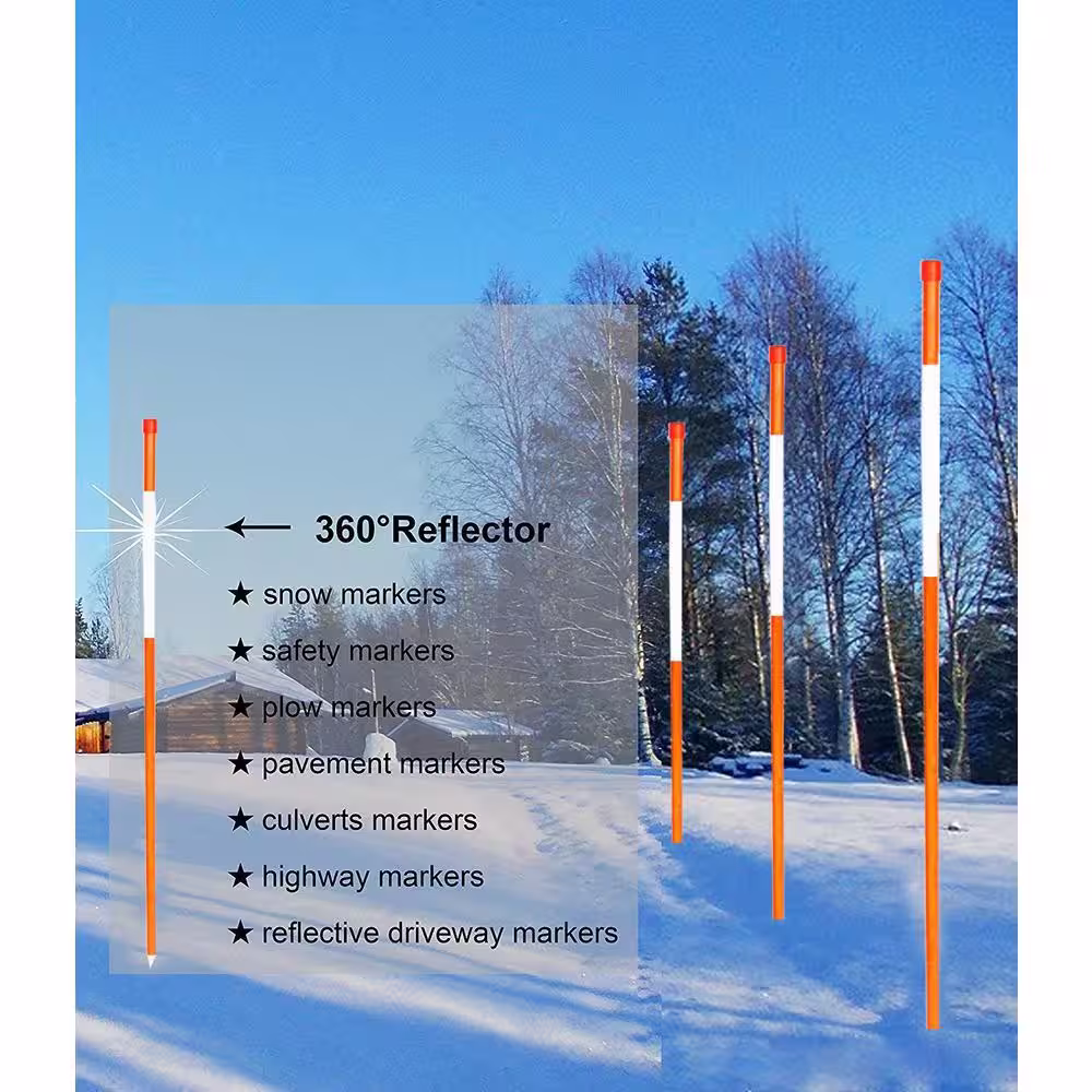 FiberMarker 72 in. 1/4 in. Dia Reflective Driveway Markers Driveway Poles for Easy Visibility at Night, Orange (20-Pack)
