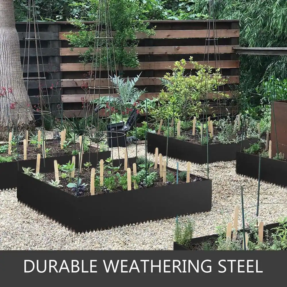 VEVOR 40 in. x 6 in. Landscape Edging Steel Edging Steel Garden Edging Black Border Lawn Edging for Landscaping (3-Pieces)