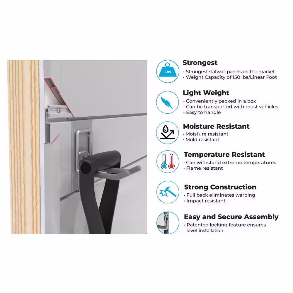 CROWNWALL Super Bundle 48 in. H x 96 in. W Slatwall Kit in Graphite PVC 64 sq. ft. with 25-Piece Accessory Kit