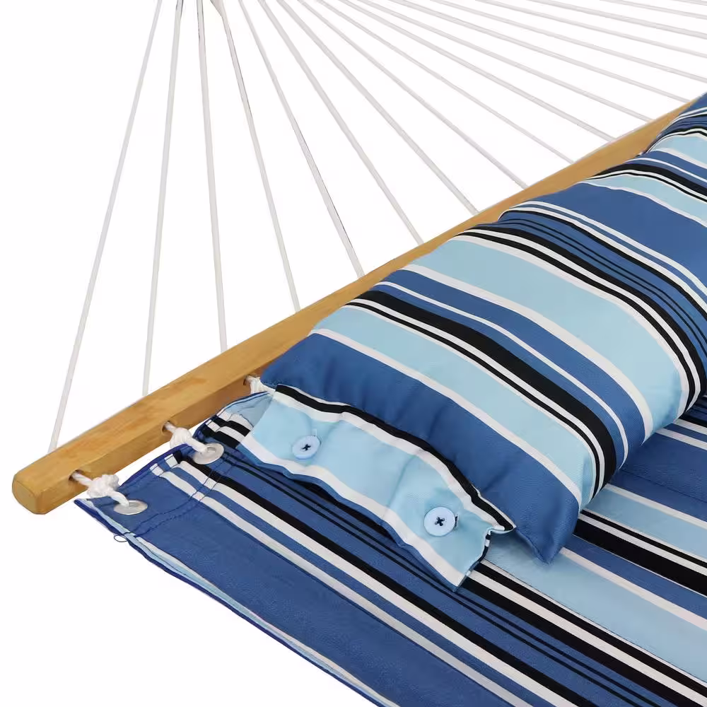 Sunnydaze Decor 15 ft. Quilted Fabric Hammock Bed with Stand Misty Beach