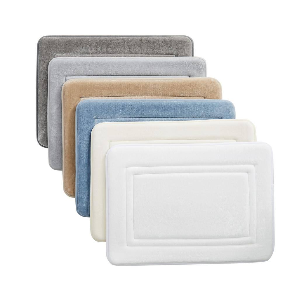 TRULY CALM HeiQ Antimicrobial Memory Foam (20x32) Bath Rug in Khaki