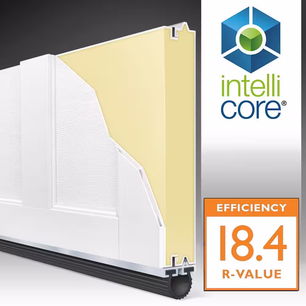 Clopay Coachman Collection 16 ft. x 7 ft. 18.4 R-Value Intellicore Insulated Sandtone Garage Door with Arch Window