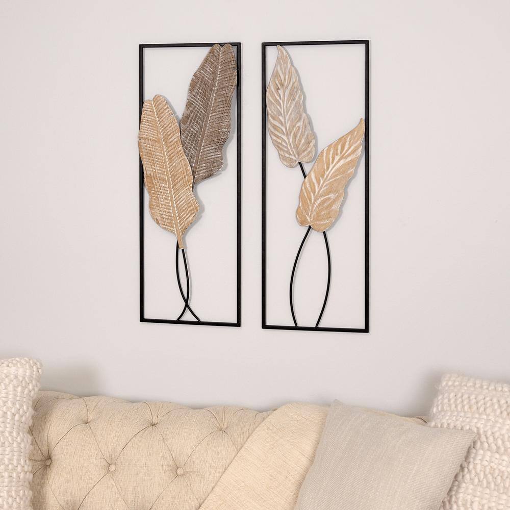 Stratton Home Decor Metal Traditional Branches and Leaves Panel Wall Decor Set