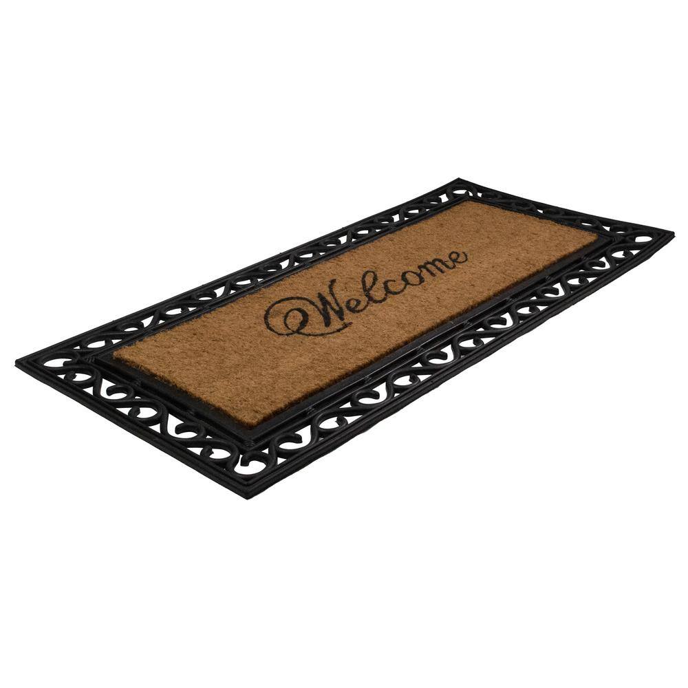 Northlight Black and Natural Coir Rectangular 