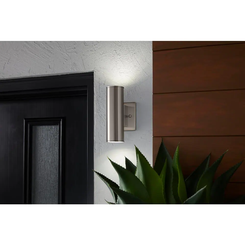 Home Decorators Collection Riga 2-Light Stainless Steel LED Outdoor Wall Sconce Light