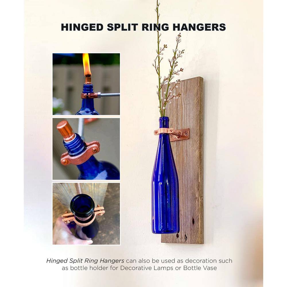 The Plumber's Choice 1 in. Hinged Split Ring Pipe Hanger, Copper Epoxy Coated Clamp with 3/8 in. Rod Fitting, for Hanging Tubing (10-Pack)