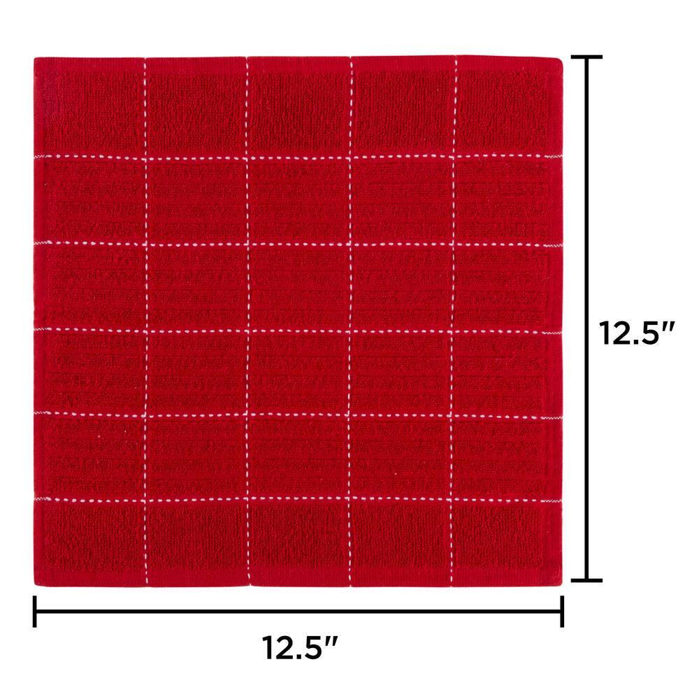 Lavish Home Multi-Color Checked Weave Cotton Kitchen Dish Cloth Set (16-Pieces)