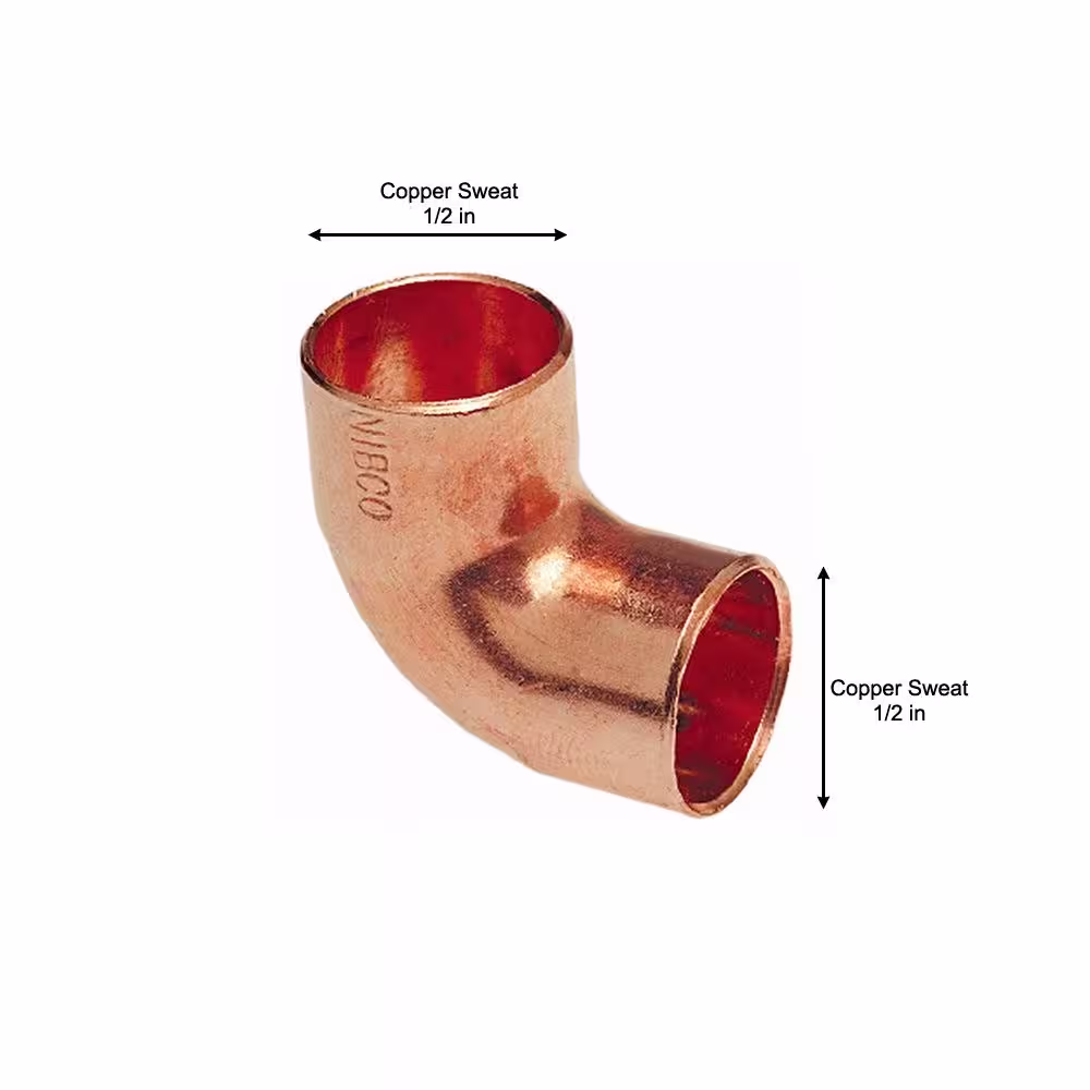 Everbilt 1/2 in. x 1/2 in. Copper 90-Degree Cup x Cup Elbow (10-Pack)