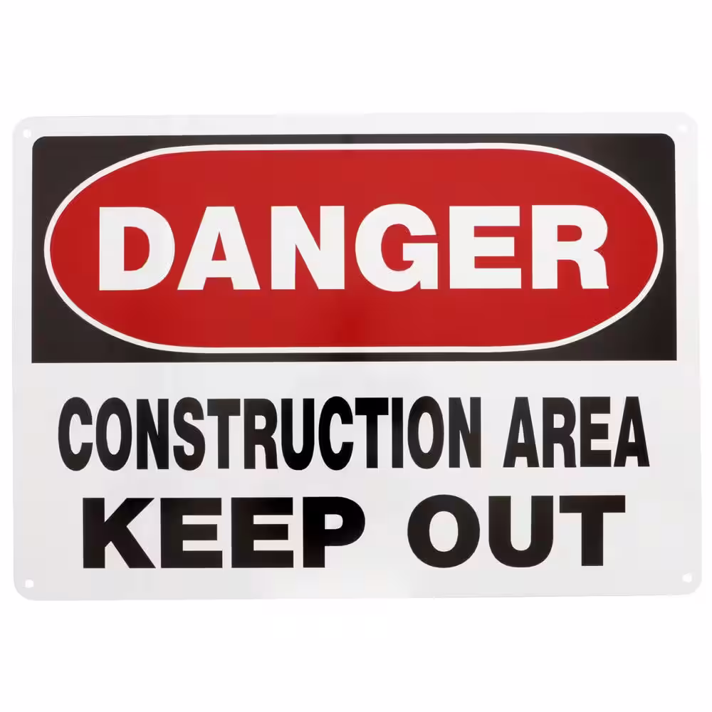 Everbilt 10 in. x 14 in. Aluminum Danger Construction Area Keep Out Sign