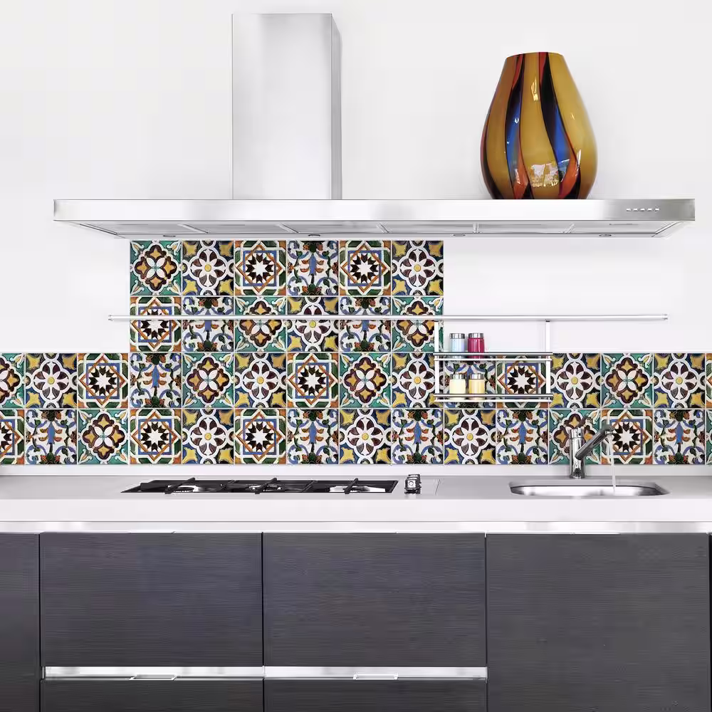 None Green Semi-Gloss Tiles Border Decal
