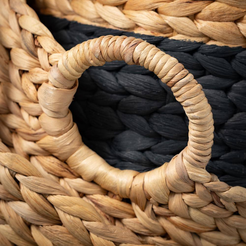 SULLIVANS 13 in., 13.75 in. and 14.5 in. Bi-Color Banded Woven Baskets - Set of 3; Multicolor