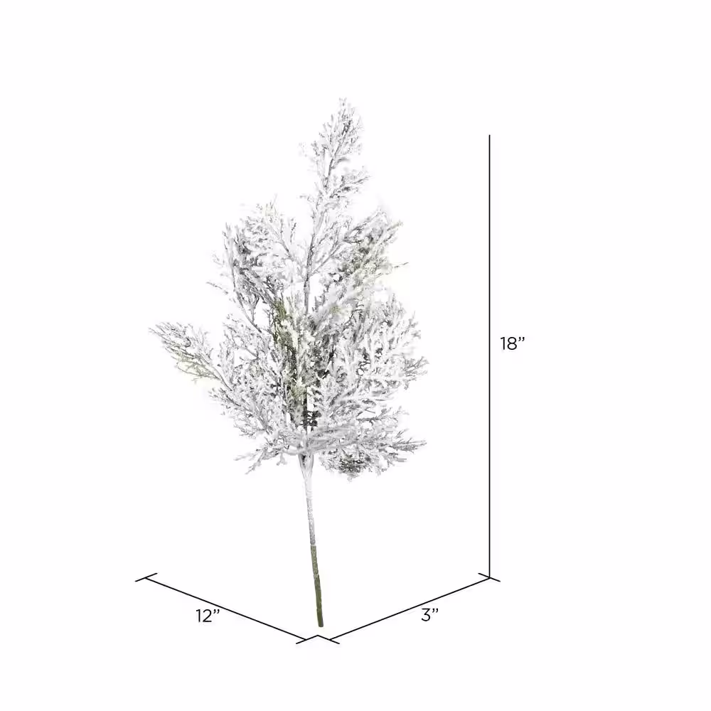 Vickerman 18 in Artificial Snowy Cedar Spray.
