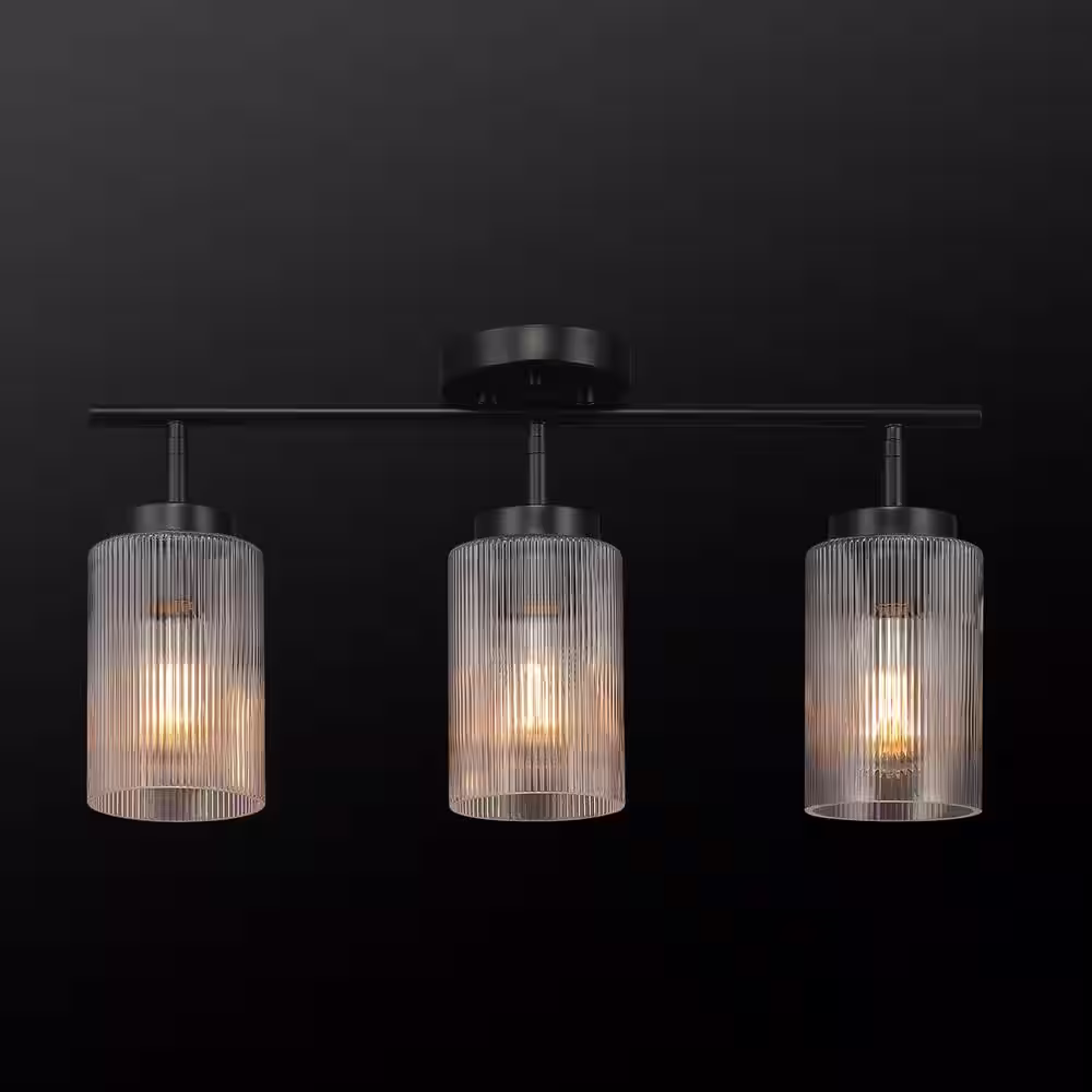 Globe Electric Modern 1.8 ft. Matte Black Indoor Hard Wired Track Lighting Kit with Pivoting Step Head