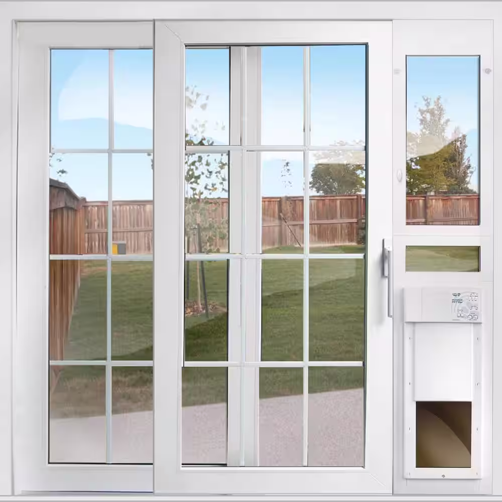 High Tech Pet 12-1/4 in. x 16 in. Power Pet Fully Automatic Patio Pet Door with Dual Pane Low-E Glass, Tall Track Height