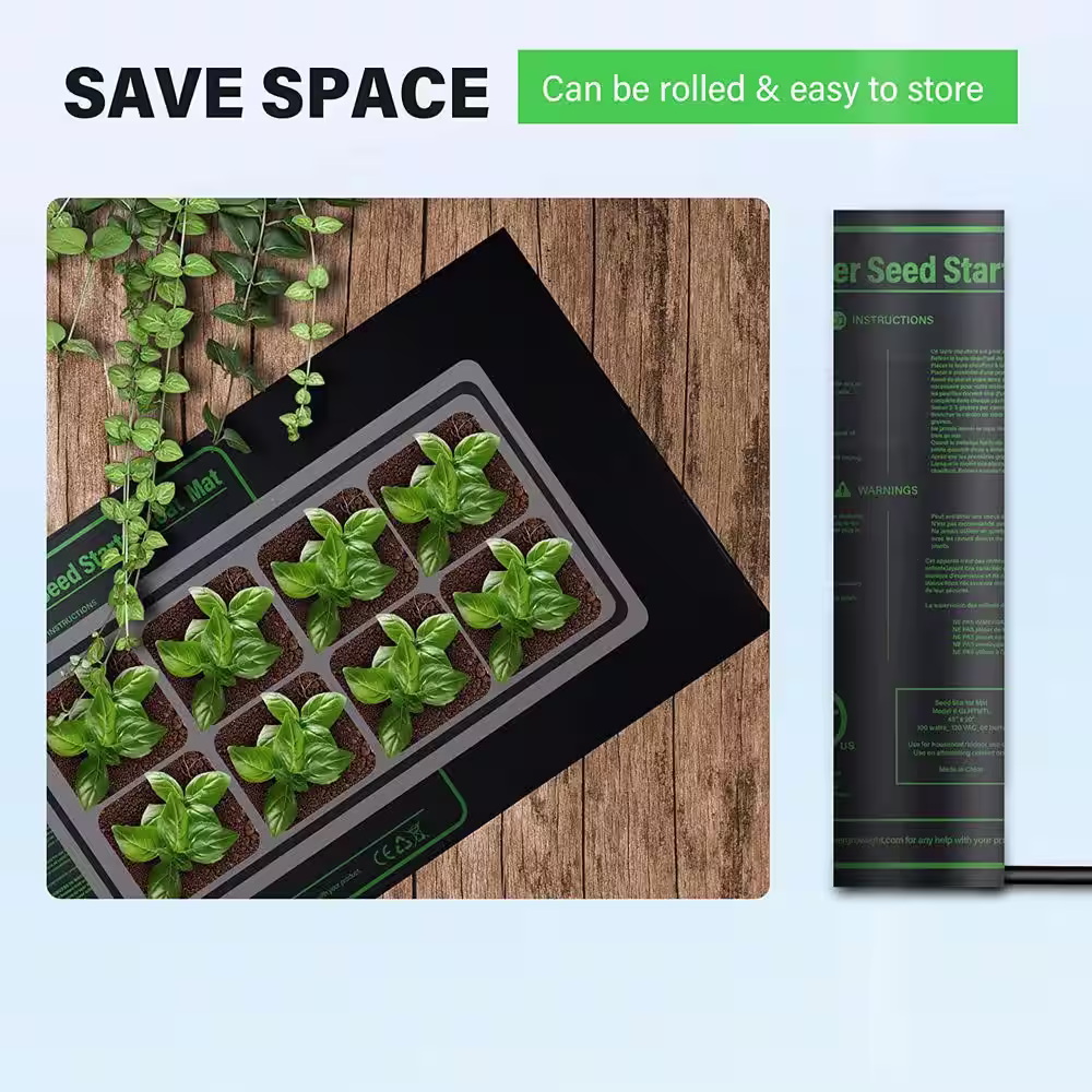 None 10 in. x 21 in. Seeding Heat Mat with Thermostat Temperature Adjustable Knob Hydroponic Germination Starting Pad