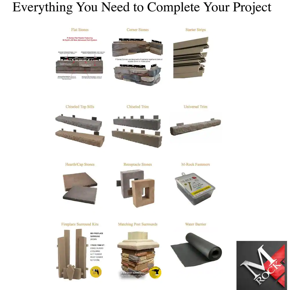 M-Rock P-Series 5 in. x 20 in. Hampton Ledge Stone Concrete Stone Veneer (100 sq. ft./Crate)