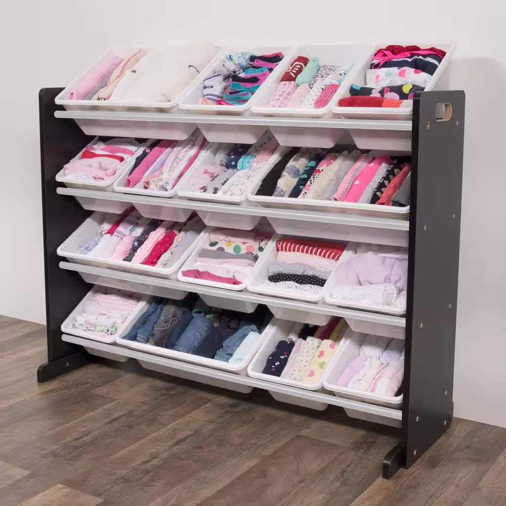 Humble Crew Espresso & White Super-Sized Toy Organizer with 16-Bins