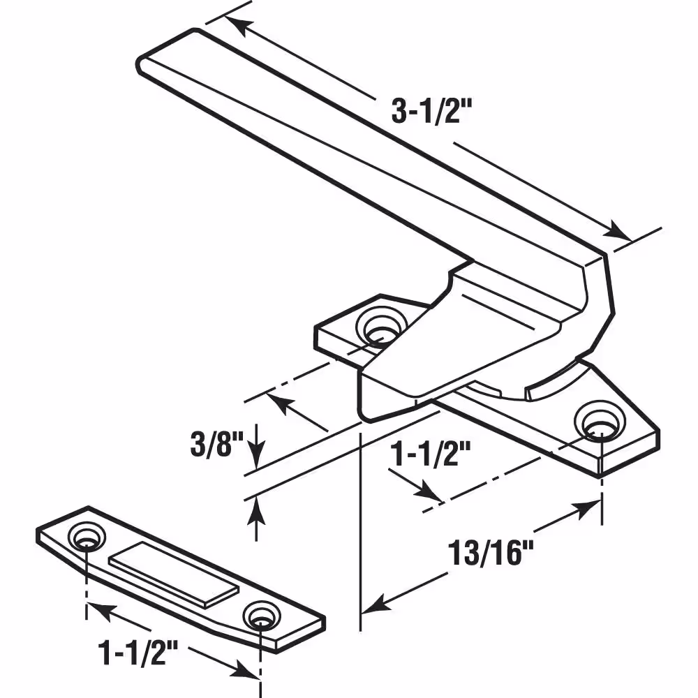 Prime-Line Left-Handed, Aluminum, Casement Locking Handle with Offset Base