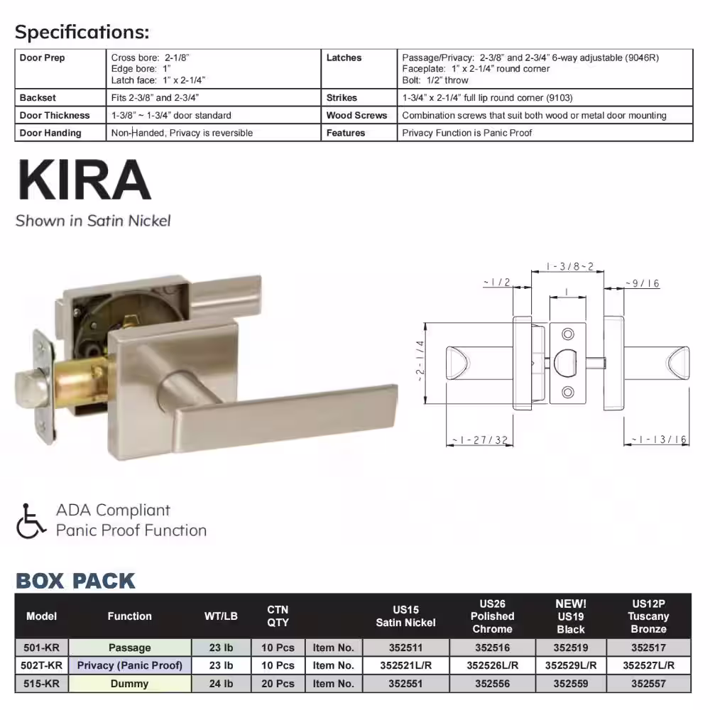 DELANEY HARDWARE Kira Tuscany Bronze Hall/Closet Door Lock Passage Hall/Closet Door Handle