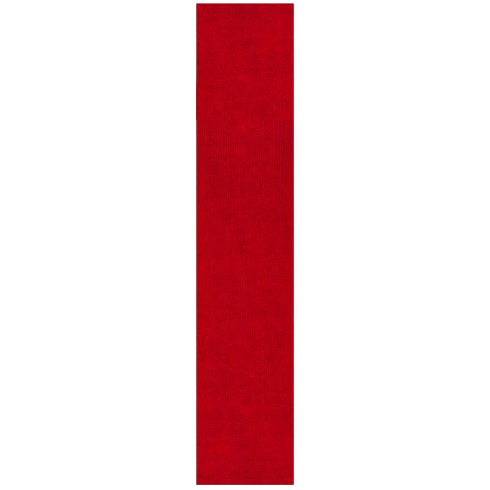 Ottomanson Scrabe Rib Waterproof Non-Slip Rubber Back Runner Rug, 2 ft. W x 27 ft. L, Red, Polypropylene Garage Flooring