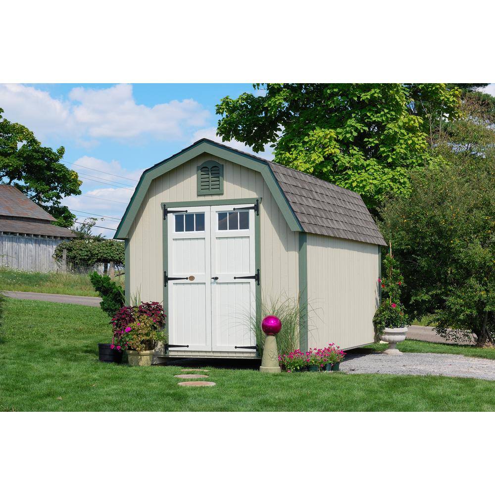 LITTLE COTTAGE CO. Colonial Greenfield 10 ft. x 14 ft. Wood Storage Building DIY Kit with 4 ft. Sidewalls with Floor