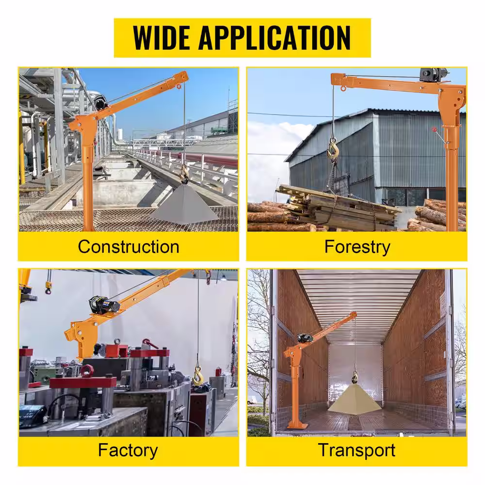 VEVOR Davit Crane 1100 lbs. Truck Crane with Wireless Remote Control 360Â° Swivel Electric Crane for Lifting Goods
