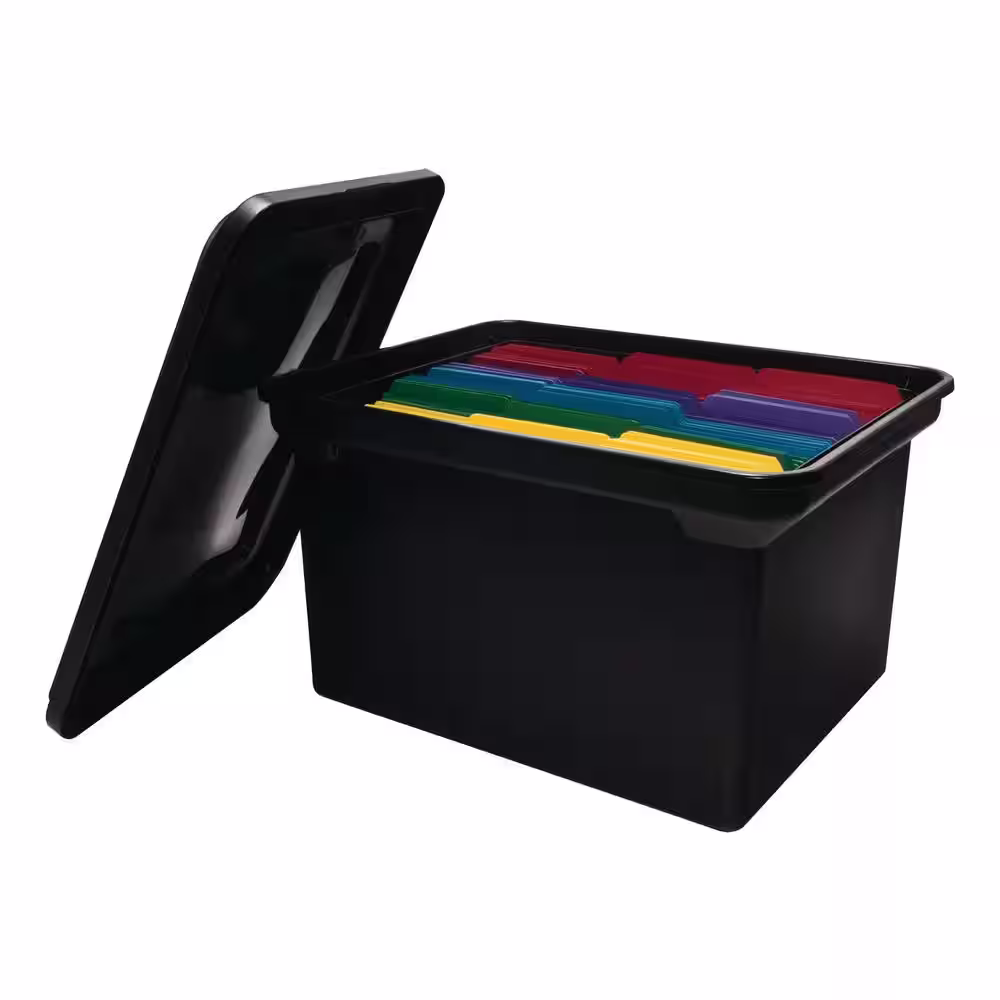 Advantus 8 Gal. StorageTote with Lid in Black