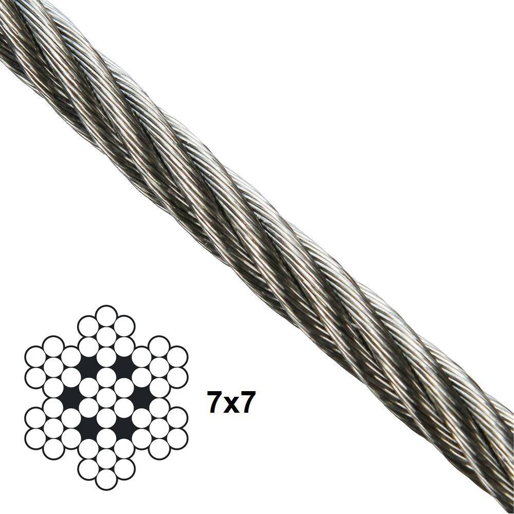 KingChain 1/8 in. x 500 ft. Galvanized Aircraft Cable 7x7 Construction Reeled
