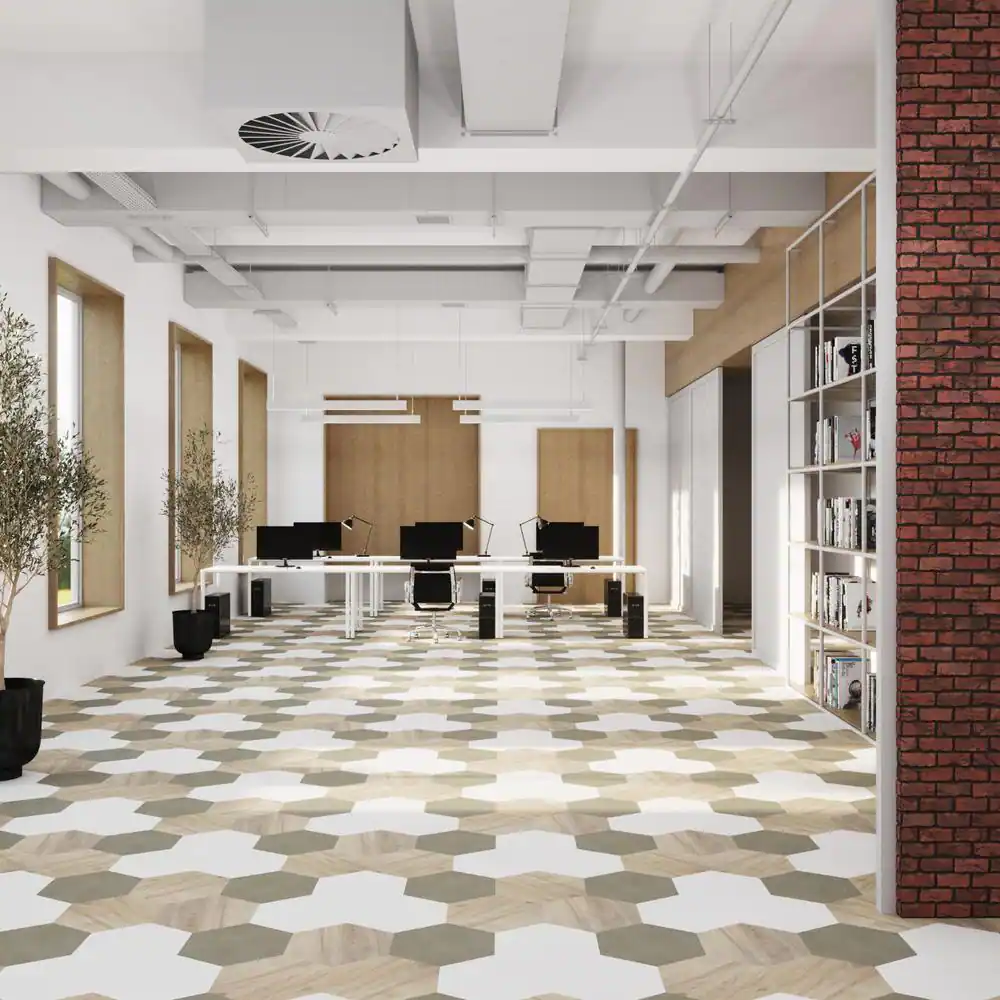 Lucida Surfaces MosaiCore Snow 28 MIL x 12 in. W x 10 in. L Glue Down Waterproof Vinyl Tile Flooring (12.3 sqft/case)