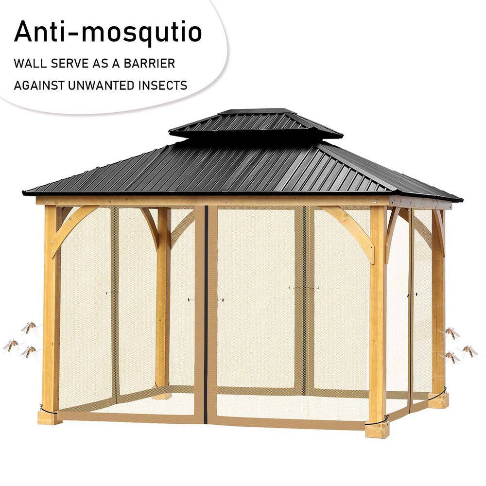 Aoodor 10 ft. x 12 ft. Gazebo Netting Screen Replacement Universal 4-Panel Sidewalls (Only Netting)