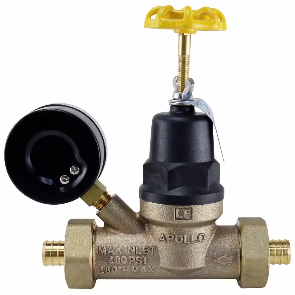 Apollo 3/4 in. Bronze Double Union PEX-B Water Pressure Regulator with Gauge
