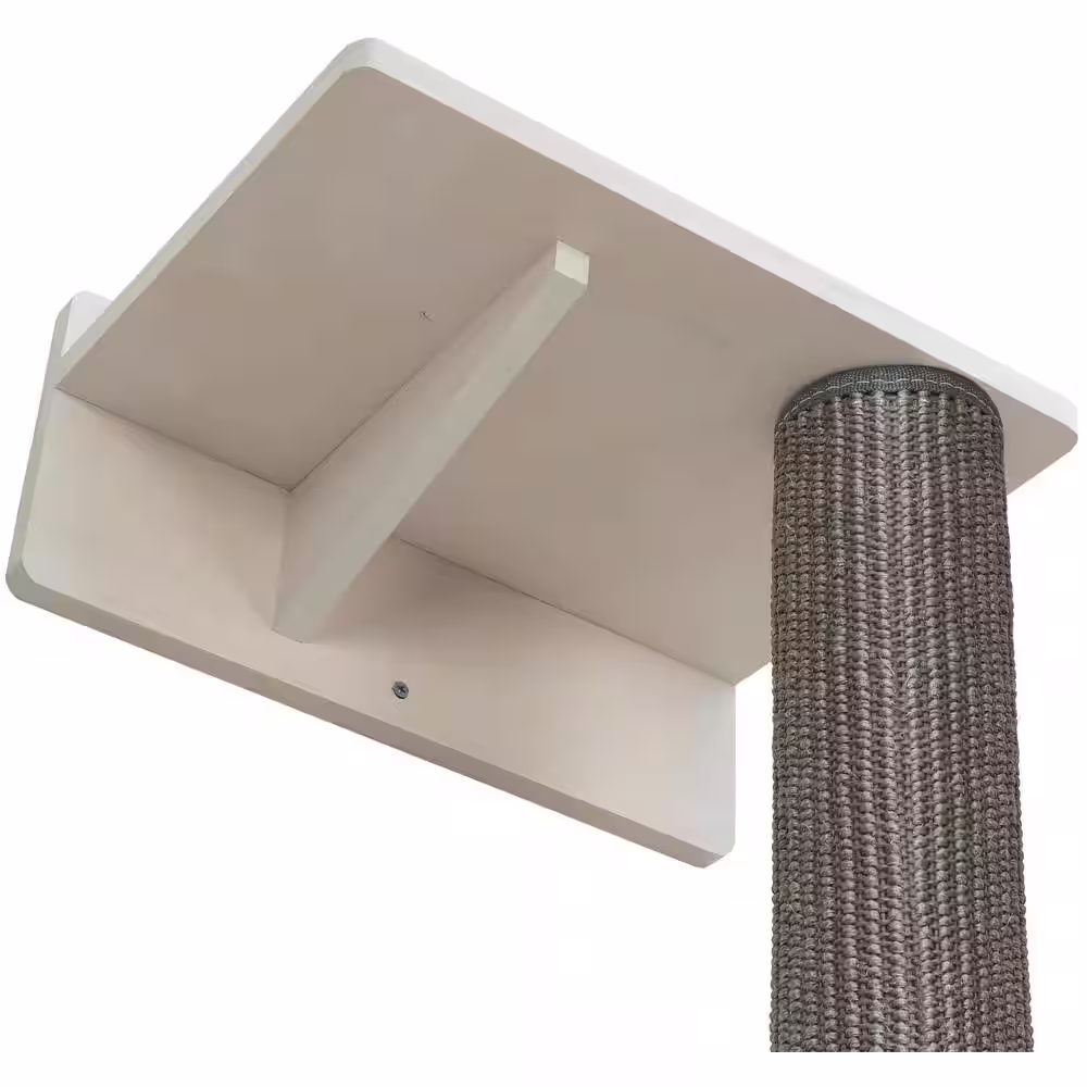 TRIXIE Wall Mount Cat Sisal Scratching Post with Ledge in Gray/White (Set 1)