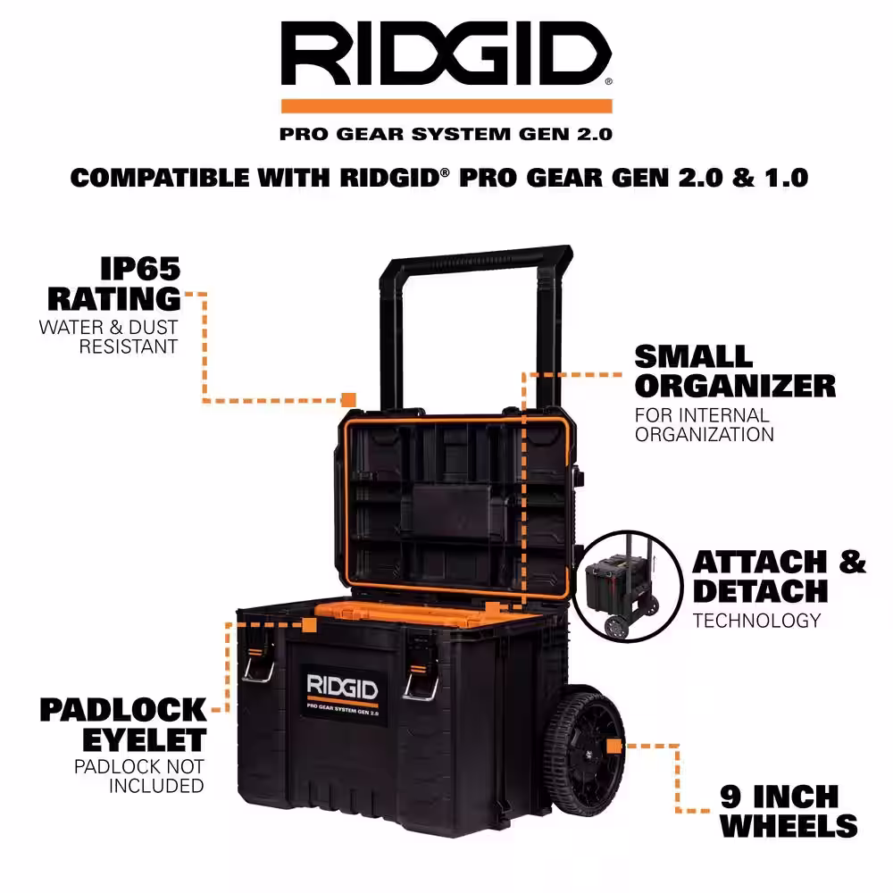 RIDGID 2.0 Pro Gear System 25 in. Rolling Tool Box and Tool Case