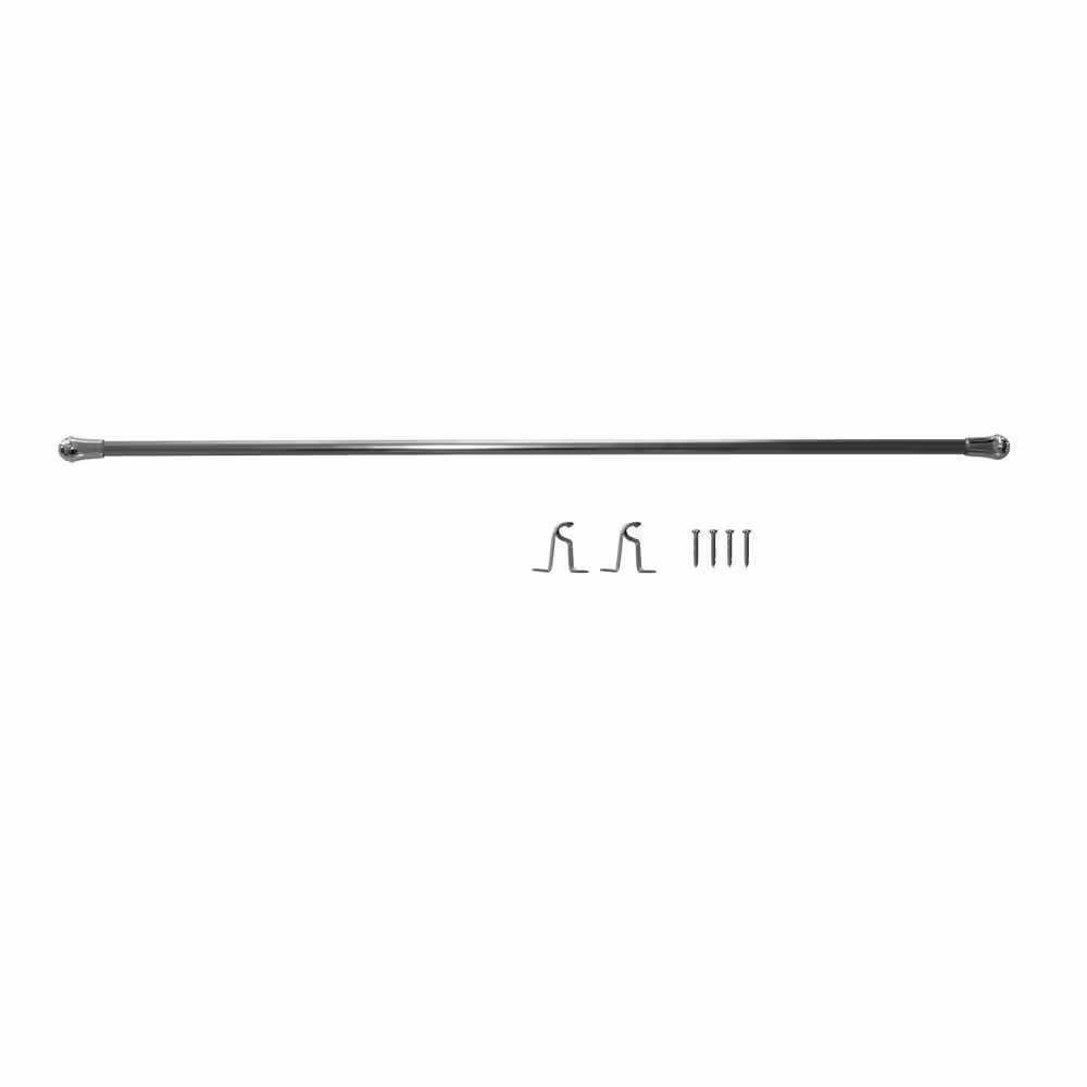 None 28 in. - 48 in. Single Cafe Curtain Rod in Satin Nickel