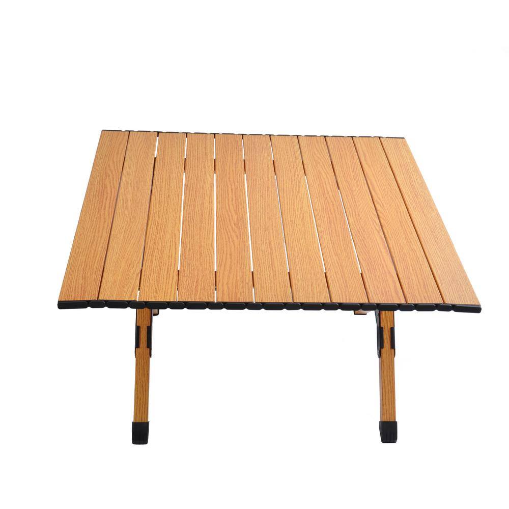 Tatayosi 23.6 in. x 23.6 in. x 17.3 in. Portable picnic table, rollable aluminum alloy table top for 2-4 people