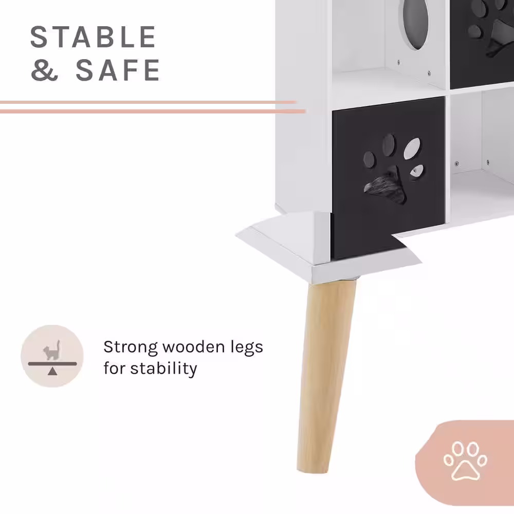 Sam's Pets Convertible Black and White Cat Tree End-Table Shelf