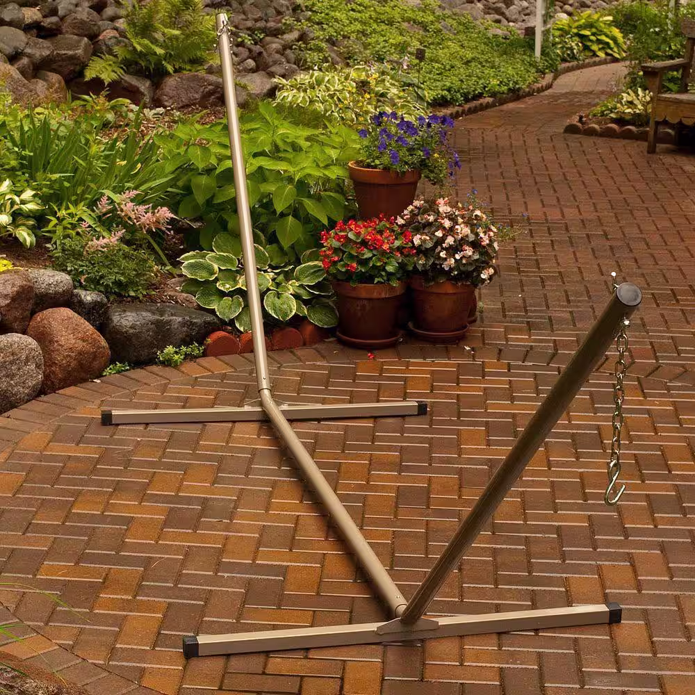 Algoma 15 ft. Tri-Beam Metal Hammock Stand Beige