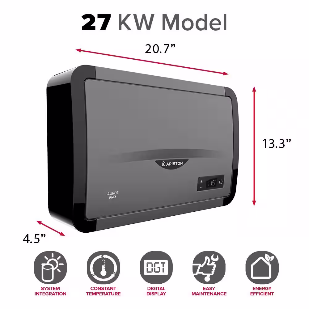 Ariston Aures Pro 27kW240-Volt 5.26 GPM Point of Use Electric Tankless Water Heater