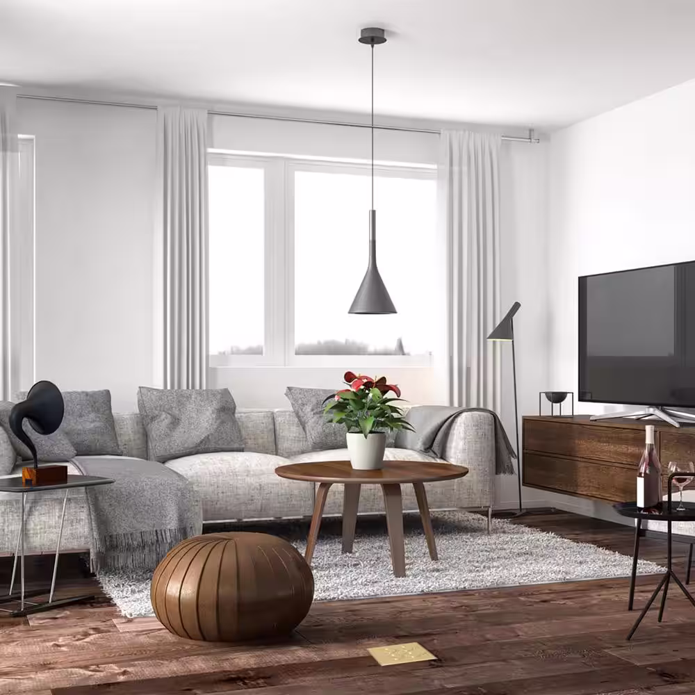 Legrand Pass & Seymour Slater Brass 2-Gang Floor Box with Tamper-Resistant Outlet and Cat5e Connectors for Wood Sub-Floor
