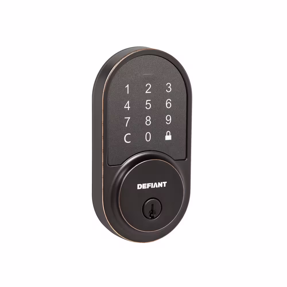 Defiant Round Aged Bronze Smart Wi-Fi Deadbolt Powered by Hubspace