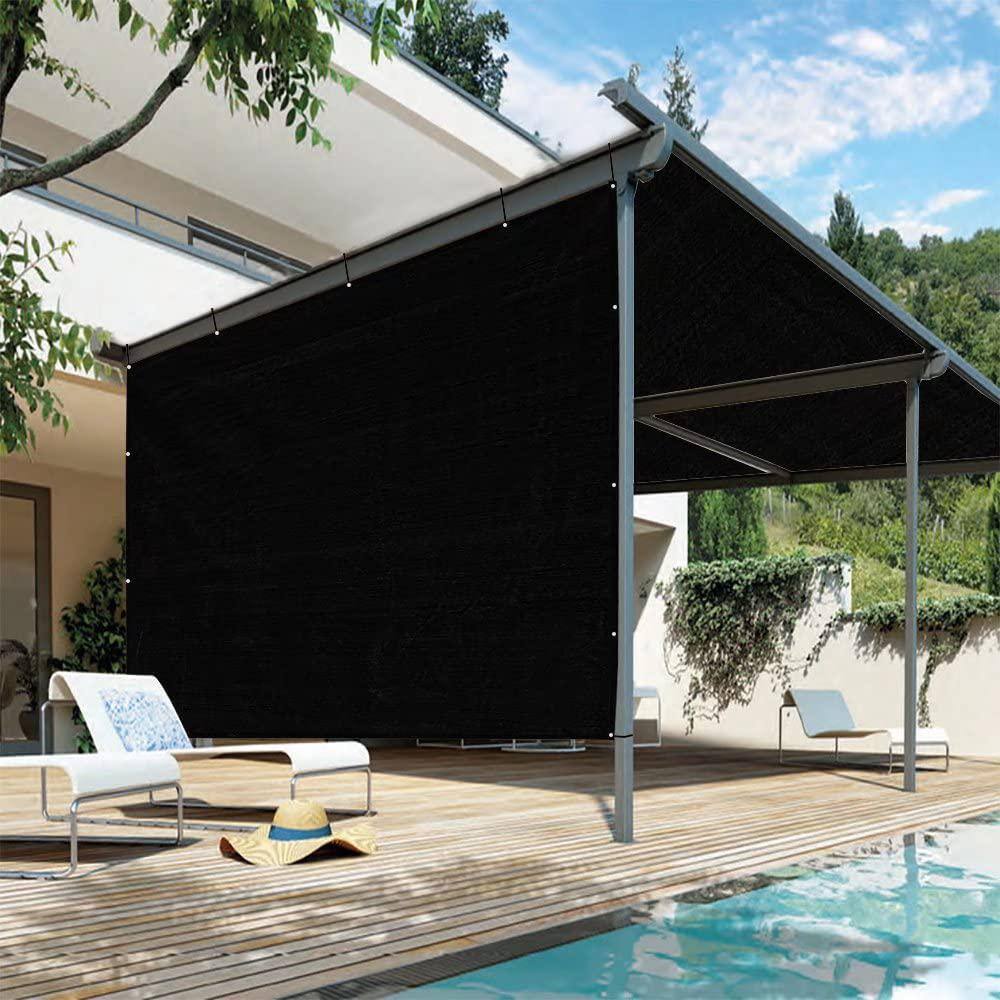 Shatex Outdoor Pergola Shade Cover Canopy for Patio Privacy Shade Screen Panel with Grommets on 2 Sidesï¼?'x10', Black