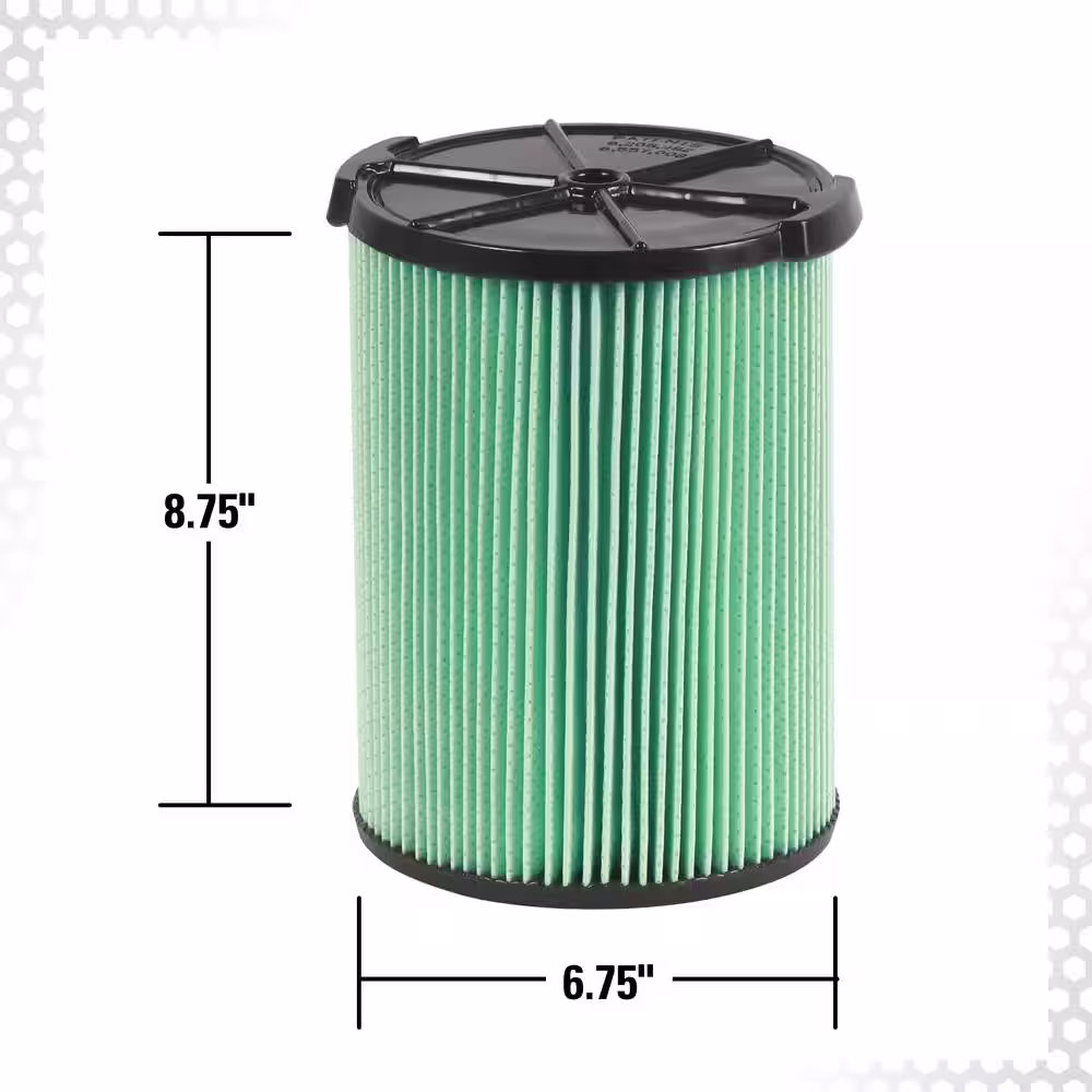 RIDGID HEPA Material Pleated Paper Wet/Dry Vac Cartridge Filter for Most 5 Gallon and Larger RIDGID Shop Vacuums (1-Pack)