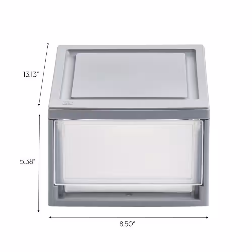 IRIS 8.50 in. W x 6 in. H Single Gray Stackable Storage Drawer