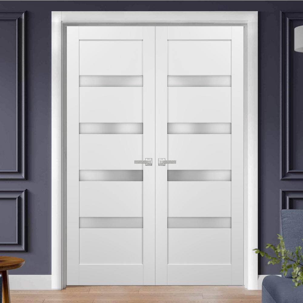 Sartodoors 4113 60 in. x 80 in. Single Panel White Finished Pine Wood Interior Door Slab with Hardware