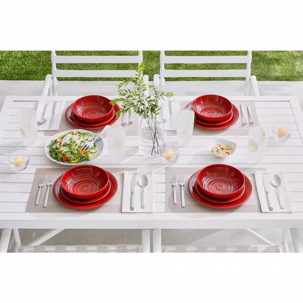 StyleWell Taryn Melamine Dinner Plates in Ribbed Chili Red (Set of 6)